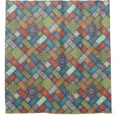 Mandalas四角形の四角形のミュート色パターン シャワーカーテン (正面)