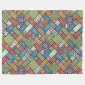 Mandalas四角形の四角形のミュート色パターン フリースブランケット (正面(横))