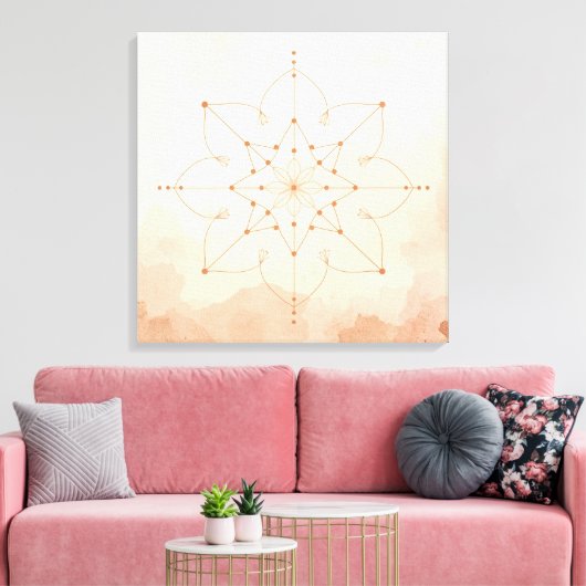 Mandalas Sacred Geometry Wall Art | Modern Boho キャンバスプリント (インサイチュ (リビング))