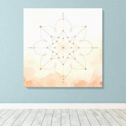 Mandalas Sacred Geometry Wall Art | Modern Boho キャンバスプリント (インサイチュ (ウッドフロア))