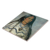 、Mandanのインドの女の子1832年「鋳造して下さい」(色のlitho) タイル (側面)
