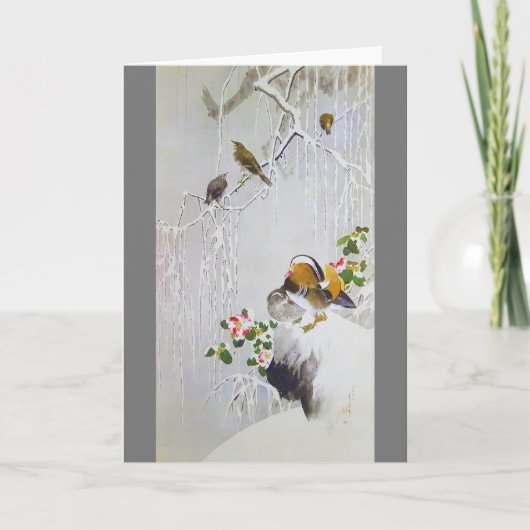 Mandarin Duck in Snow Scene, Watanabe Seitei カード (正面)