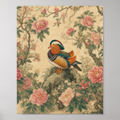 Mandarin Duck Peony Chinoiserie Poster ポスター (正面)