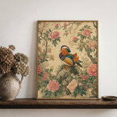 Mandarin Duck Peony Chinoiserie Poster ポスター