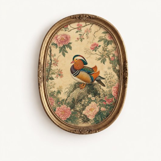 Mandarin Duck Peony Chinoiserie Poster ポスター