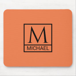 Mandarin Orange Mouse Pad with Initial & Name マウスパッド