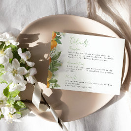 Mandarin Orange Watercolor Wedding Info エンクロージャーカード