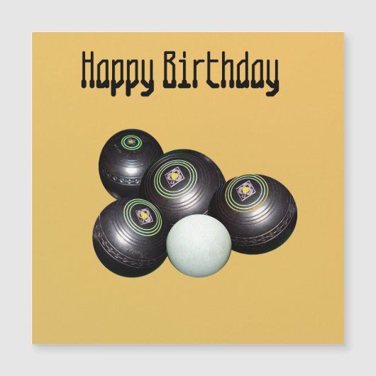 Mandarin Yellow Lawn Bowls Birthday, Magnetic Card (正面)