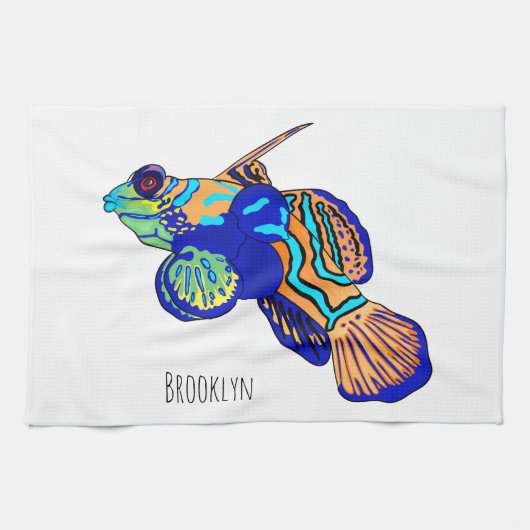 Mandarinfish cartoon illustration キッチンタオル (横)