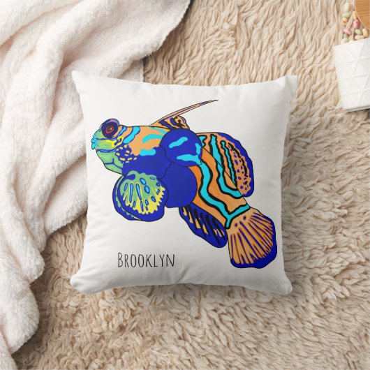Mandarinfish cartoon illustration  クッション (ブランケット)