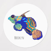 Mandarinfish cartoon illustration  ラベル (デザイン2)