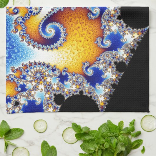 Mandelbrotの一定衛星二重螺線形のフラクタル キッチンタオル (折り畳み)