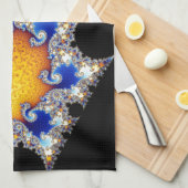Mandelbrotの一定衛星二重螺線形のフラクタル キッチンタオル (四つ折り)