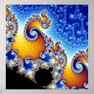 Mandelbrotの一定衛星二重螺線形のフラクタル ポスター