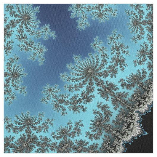 Mandelbrotの雪片-空色のフラクタルデザイン ファブリック (見本)