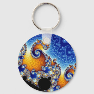 Mandelbrotの青い二重螺線形のフラクタル キーホルダー