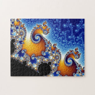 Mandelbrotの青い二重螺線形のフラクタル ジグソーパズル