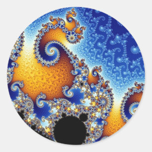 Mandelbrotの青い二重螺線形のフラクタル ラウンドシール