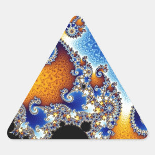 Mandelbrotの青い二重螺線形のフラクタル 三角形シール