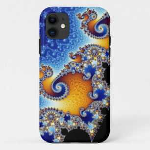 Mandelbrotの青い二重螺線形のフラクタル iPhone 11 ケース