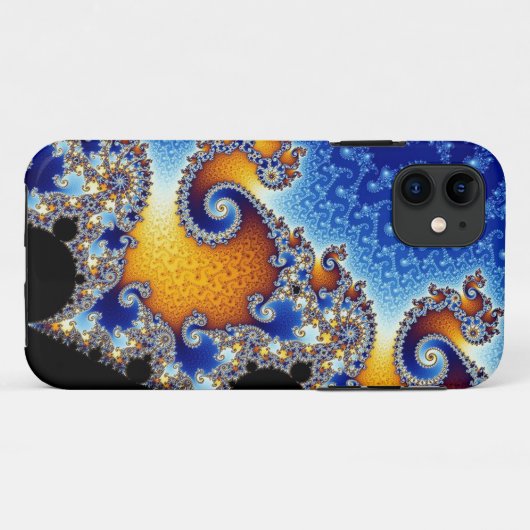 Mandelbrotの青い二重螺線形のフラクタル Case-Mate iPhoneケース (裏面(横))