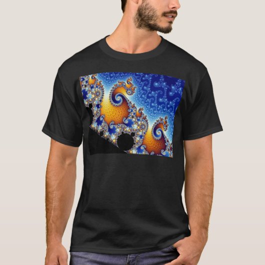 Mandelbrotの青い二重螺線形のフラクタル Tシャツ (正面)