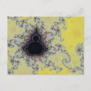 Mandelbrotの黄色および青のフラクタル ポストカード