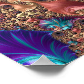 Mandelbrotセットフラクタルデジタルアートピンク&金ゴールド ポスター (角)