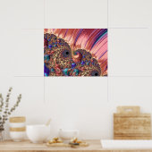 Mandelbrotセットフラクタルデジタルアートピンク&金ゴールド ポスター (キッチン)