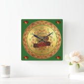 Mandolin 02~ Musical Scroll ~ “Merry Christmas”  スクエア壁時計 (ホーム)