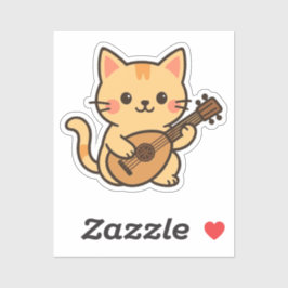 Mandolin Cat Art Design シール
