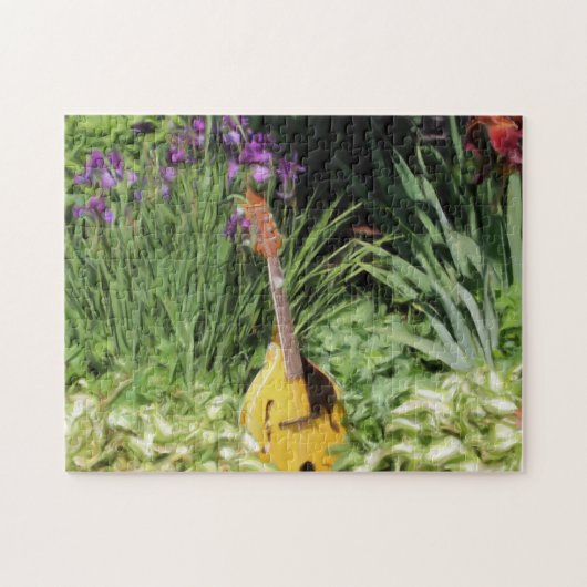 Mandolin Iris Flower Garden Photo Painting  ジグソーパズル (横)