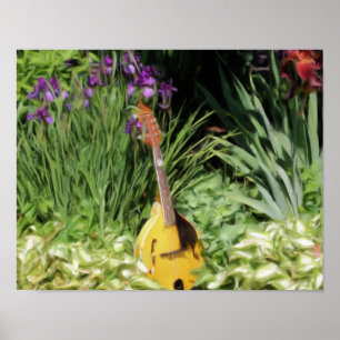 Mandolin Iris Flower Garden Photo Painting ポスター