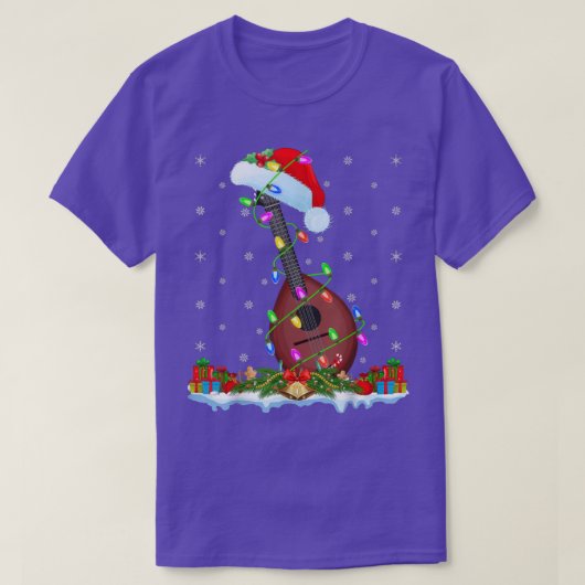 Mandolin Music Lover Matching Santa Hat Mandolin C Tシャツ (デザイン正面)