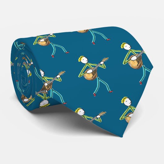 Mandolin Playing Stickman ネクタイ (ロール)
