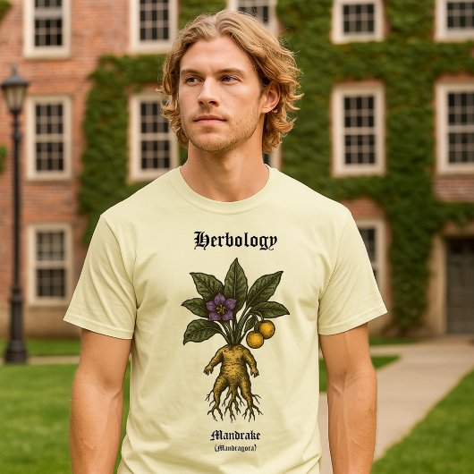 Mandrake Root Retro Woodcut Botanical Art Tシャツ