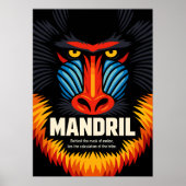 Mandrill Mask Color Illustration ポスター (正面)