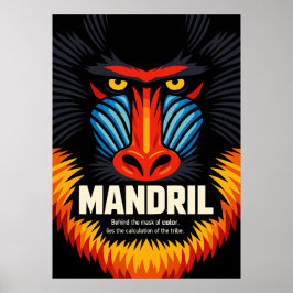 Mandrill Mask Color Illustration ポスター