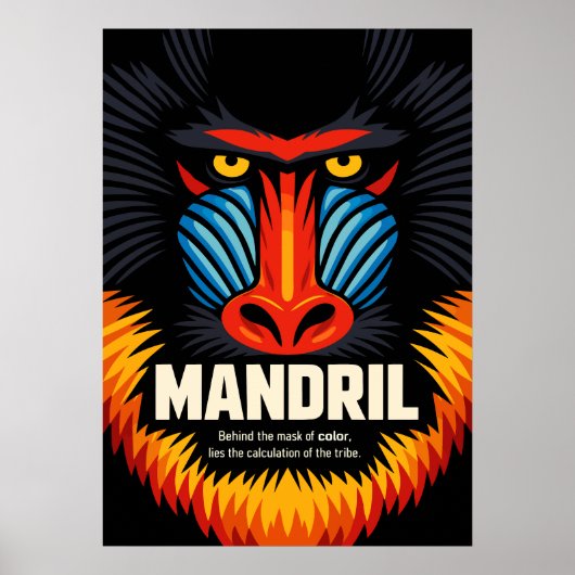 Mandrill Mask Color Illustration ポスター (正面)