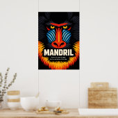 Mandrill Mask Color Illustration ポスター (キッチン)