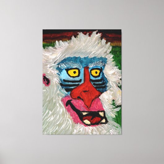 Mandrill Monkey Stretched Canvas Print キャンバスプリント (正面)
