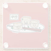 Manduの韓国のゆで団子の点心の朝食ハングル ガラスコースター (裏面)