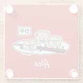 Manduの韓国のゆで団子の点心の朝食ハングル ガラスコースター (裏面)