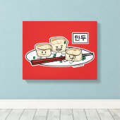 Manduの韓国のゆで団子の点心の朝食ハングル キャンバスプリント (インサイチュ (ウッドフロア))