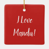 Manduの韓国のゆで団子の点心の朝食ハングル セラミックオーナメント (裏面)