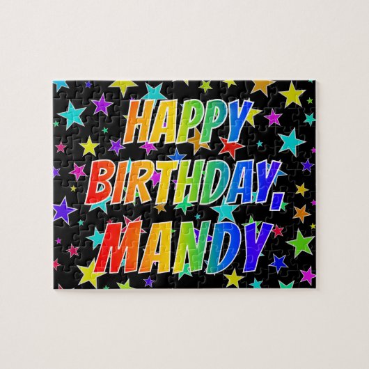 "MANDY" First Name, Fun "HAPPY BIRTHDAY" ジグソーパズル (横)