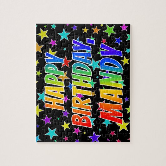 "MANDY" First Name, Fun "HAPPY BIRTHDAY" ジグソーパズル (縦)
