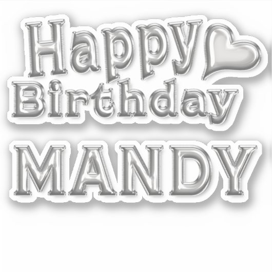 Mandy Happy Birthday silver Aufkleber Sticker シール (正面)