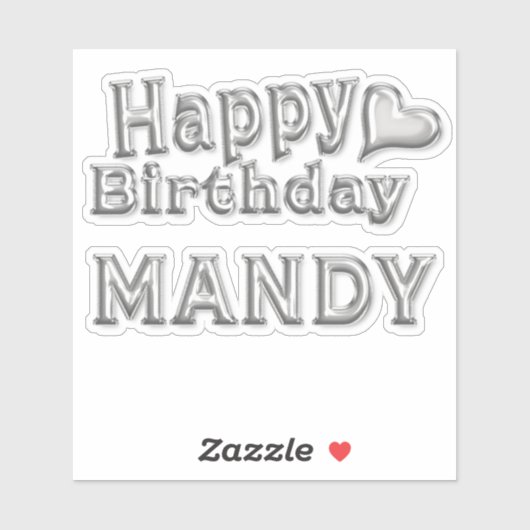 Mandy Happy Birthday silver Aufkleber Sticker シール (シート)