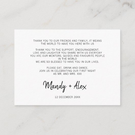 Mandy Minimalistエンクロージャカードに感謝 エンクロージャーカード (裏面)